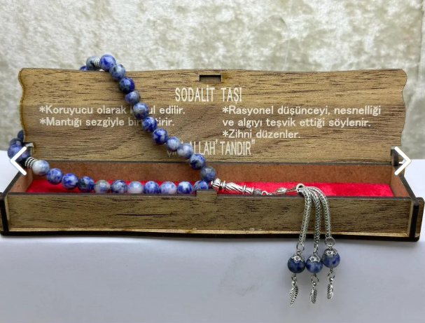 Lacivert Sodalit Taşı Özel Kutulu 33lü Tesbih